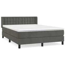 Vidaxl Box spring posteljni z vzmetnico temno siv 140x190 cm žamet