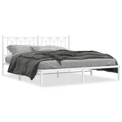 Vidaxl Kovinski posteljni okvir z vzglavjem bel 183x213 cm