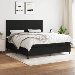 vidaXL Box spring postelja z vzmetnico črna 160x200 cm blago