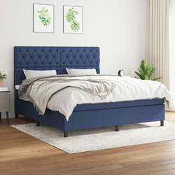 Greatstore Box spring postelja z vzmetnico modra 160x200 cm blago