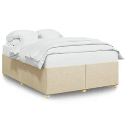 Vidaxl Posteljni okvir brez vzmetnice krem 140x190 cm blago