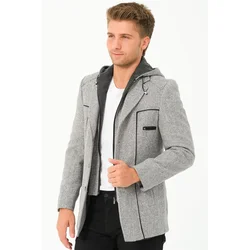 K7532 DEWBERRY MENS COAT-DIAGONAL GREY