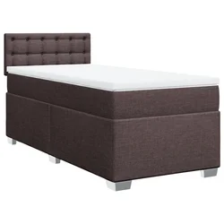 Vidaxl Box spring postelja z vzmetnico temno rjava 100x200 cm blago