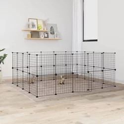 Kavez za ljubimce s 36 panela i vratima crni 35 x 35 cm čelični