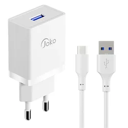 Kućni punjač KONFULON JK77 2.4A sa micro USB kablom beli 1m