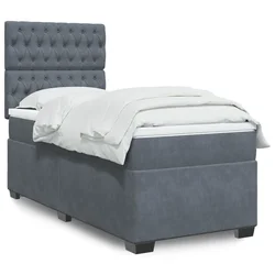 vidaXL Box spring postelja z vzmetnico temno siv 90x190 cm žamet