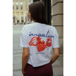 Innovation X Ženska Krop Majica - Bela Jagode
