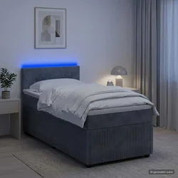 Boxspring krevet s madracem Tamnosiva 90 x 190 cm Baršun 90 x 190 x 100.5 cm