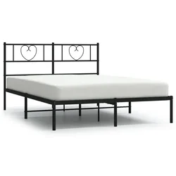 Vidaxl Kovinski posteljni okvir z vzglavjem črn 150x200 cm