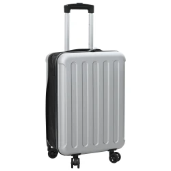 vidaXL Zložljiv kovček trde lupine 20inch srebrna 34x23x55.5 cm ABS