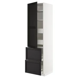 METOD / MAXIMERA Vis.el. s polic/4fiok/vrat/2front, bela/Lerhyttan crno bajcovano, 60x60x220 cm