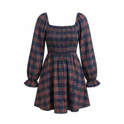 Cupshe Obleka Plaid modra