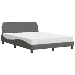 Vidaxl Postelja z vzmetnico Dover temno siv 140x190 cm blago