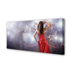 tulup.si Slika na platnu Ženska rdeča obleka ljudi 100x50 cm