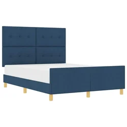 Vidaxl Konstrukcija postelje z vzglavjem Modra 140 x 190 cm blago