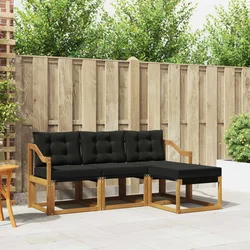 Set vanjskih sofa s jastukom 4 pcs Prirodna i crna