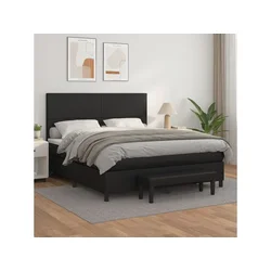 Den Box spring postelja z vzmetnico črn 180x200 cm umetno usnje