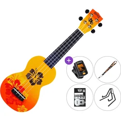 Mahalo Hibiscus SET 2 Hibiscus Orange Burst Soprano ukulele