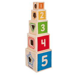 Leseni stolp za zlaganje Color Stacking Tower Eichhorn 5 barvnih kock in 5 oblik od 12 mes