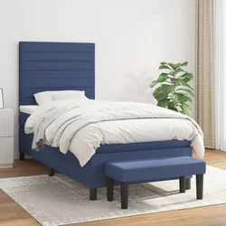 Vidaxl Box spring postelja z vzmetnico modra 100x200 cm blago