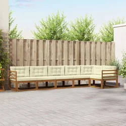 Set vanjskih sofa s jastukom 6 pcs Prirodna i krem