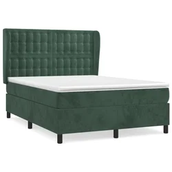 Vidaxl Box spring postelja z vzmetnico temno zelena 140x200 cm žamet