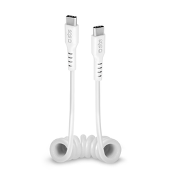 SBS USB-C – USB-C-kabel 17cm do 1m belo TECABLETYPCCS1W spiralno,