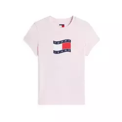 Tommy Jeans Majica temno modra/roza/rdeča/bela