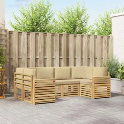 Set vanjskih sofa 6 pcs Bijela i bež 245 x 132,5 x 73 cm