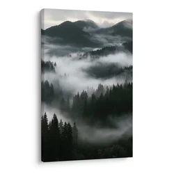Slika tiha megla v gorskem gozdu - 30x40