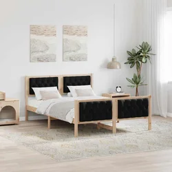 Krevetna konstrukcija Crna 140 x 190 cm Čvrsto borovo drvo