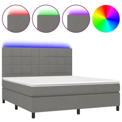 Vidaxl Box spring postelja z vzmetnico LED temno siva 180x200 cm blago