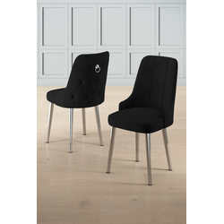 Hanah Home Set stolica Newa, 46x94x46 cm, 4 komada, Crno-srebrne boje