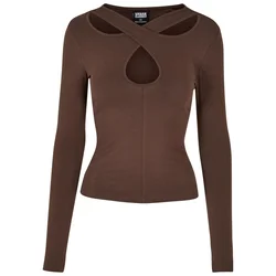 Womens Crossed Cut Out Longsleeve brown