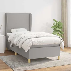 Vidaxl Box spring postelja z vzmetnico svetlo siv 100x200 cm blago