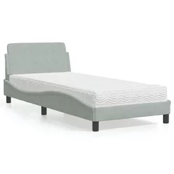 Krevet s madracem Dover svjetlosivi 80 x 200 cm baršunasti