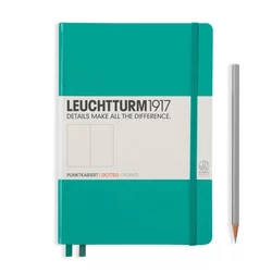 Notebook Medium (A5) Hardcover, 249 Numbered Pages, Dotted, Emerald