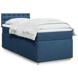 Vidaxl Box spring postelja z vzmetnico modra 90x200 cm blago