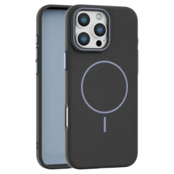 Leather Grip MagSafe maska za iPhone 16 Pro - Crna