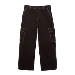 Pull&Bear Kargo hlače črna