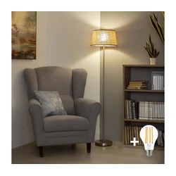 Brilagi - LED podna lampa CERIA 1xE27/40W/230V, prečnik 35 cm, bež/mat hrom