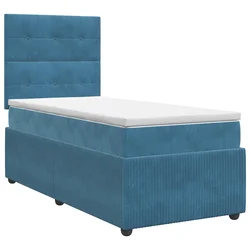 vidaXL Postelja boxspring z vzmetnico Modra 100 x 200 cm Žamet