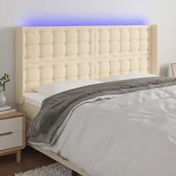 Vidaxl vidaXL Vzglavje postelje z LED diodami kremne barve 163x16x118/128 cm blago