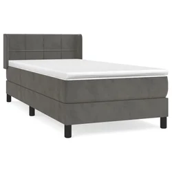Vidaxl Box spring postelja z vzmetnico temno siv 90x190 cm žamet