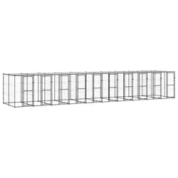 Vanjski kavez za pse s krovom čelični 24,2 m2