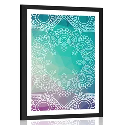 Plakat s paspartujem pastelna Mandala - 20x30 silver
