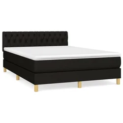 Vidaxl Box spring posteljni z vzmetnico črn 140x190 cm blago
