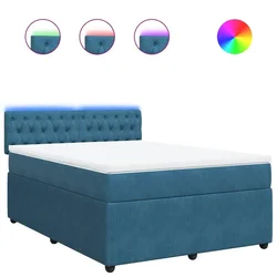 Vidaxl Box spring postelja z vzmetnico modra 140x190 cm žamet