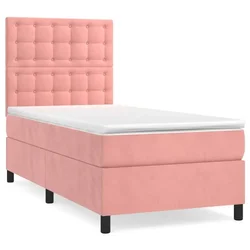Vidaxl Box spring postelja z vzmetnico roza 90x200 cm žamet