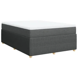 Vidaxl Box spring postelja z vzmetnico temno siva 140x200 cm blago